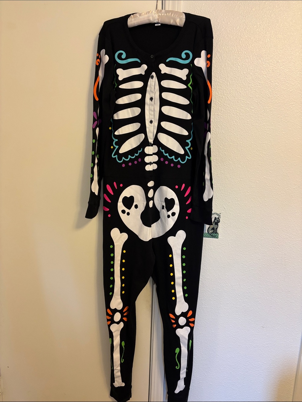 Old Navy Black Skeleton Bodysuit Pajamas with Multicolor Accents